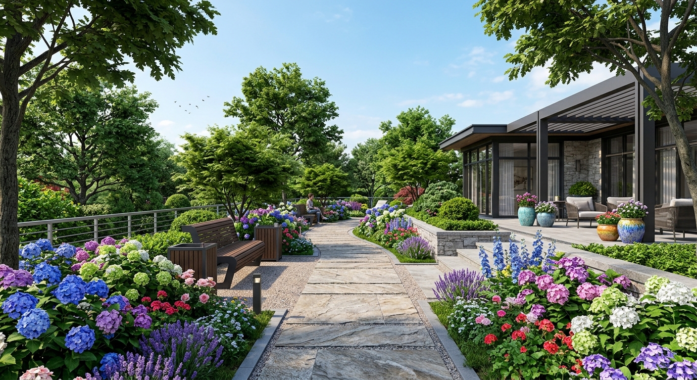 Jardines y flores para caminatas